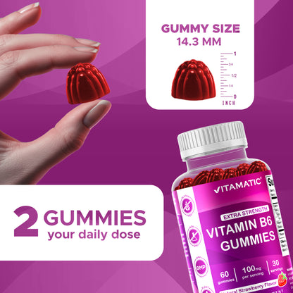 Vitamin B6 100mg - Strawberry Flavor - 60 Gummies