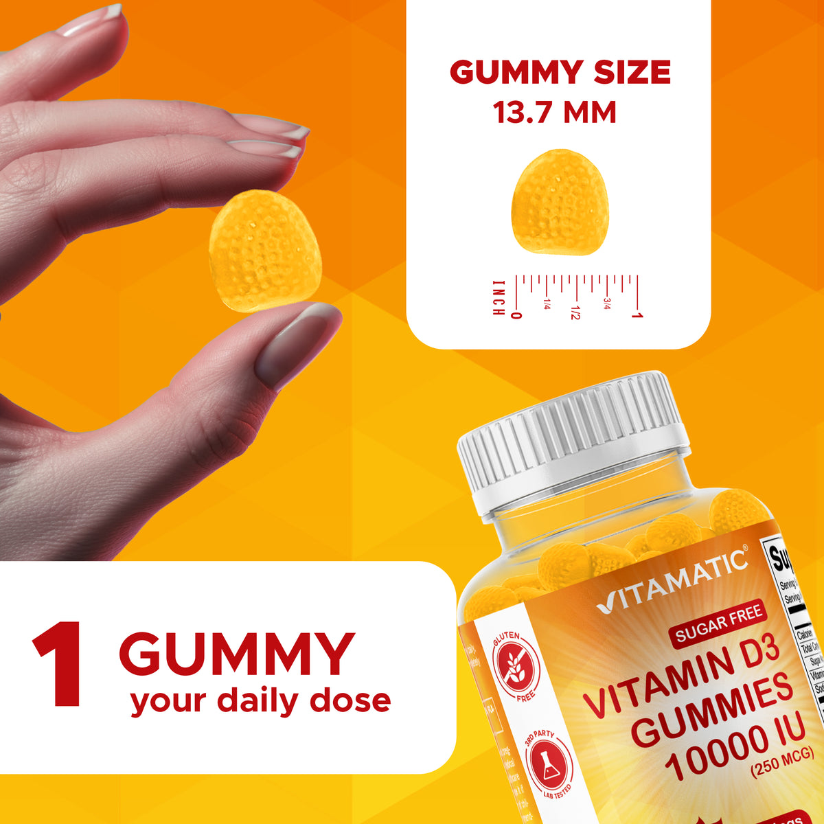 Sugar-Free Vitamin D3 10000 IU, 120 Gummies
