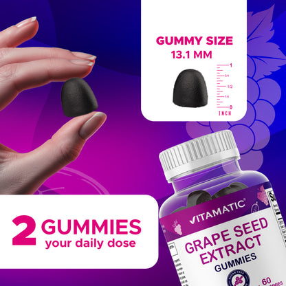 Grape Seed Extract Gummies – 1500 mg Equivalent per Serving - 60 Gummies – Natural Grape & Black Currant Flavor