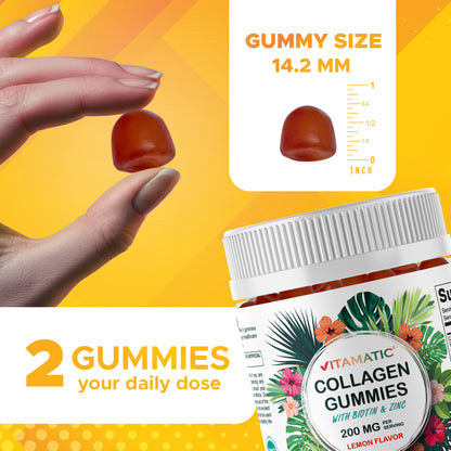 Hydrolyzed Collagen Gummies with Vitamin C, Zinc and Biotin, 200 mg per serving - 240 Gummies