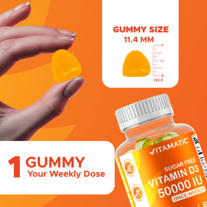 Sugar Free Vitamin D3 50000 IU Pectin Based - 60 Gummies