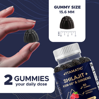 Shilajit + KSM-66® Ashwagandha & Ginseng, 60ct Gummies