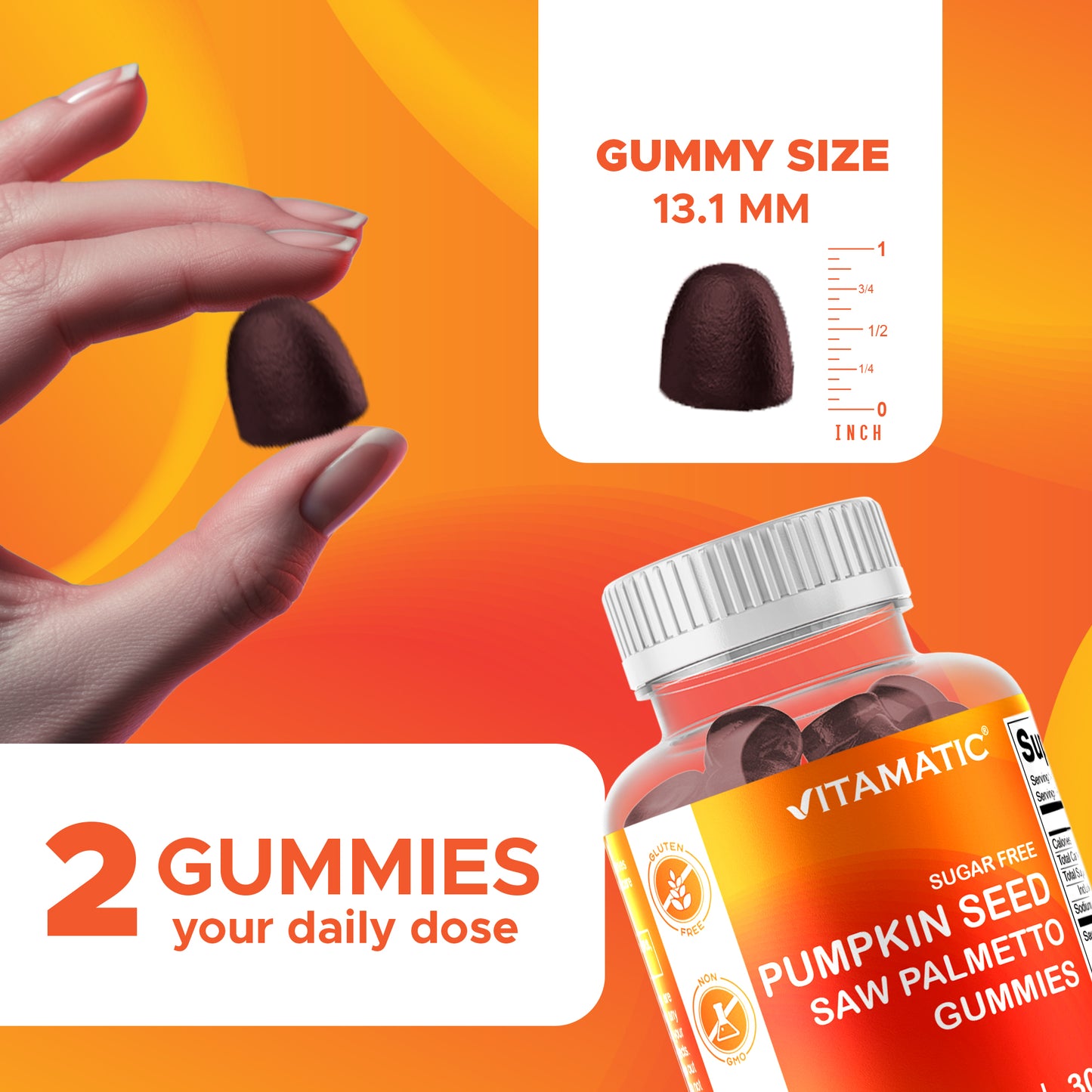 Sugar Free Pumpkin Seed 20:1 extract Gummies - Made with Saw Palmetto - Natural Raspberry Flavor - 60 Count