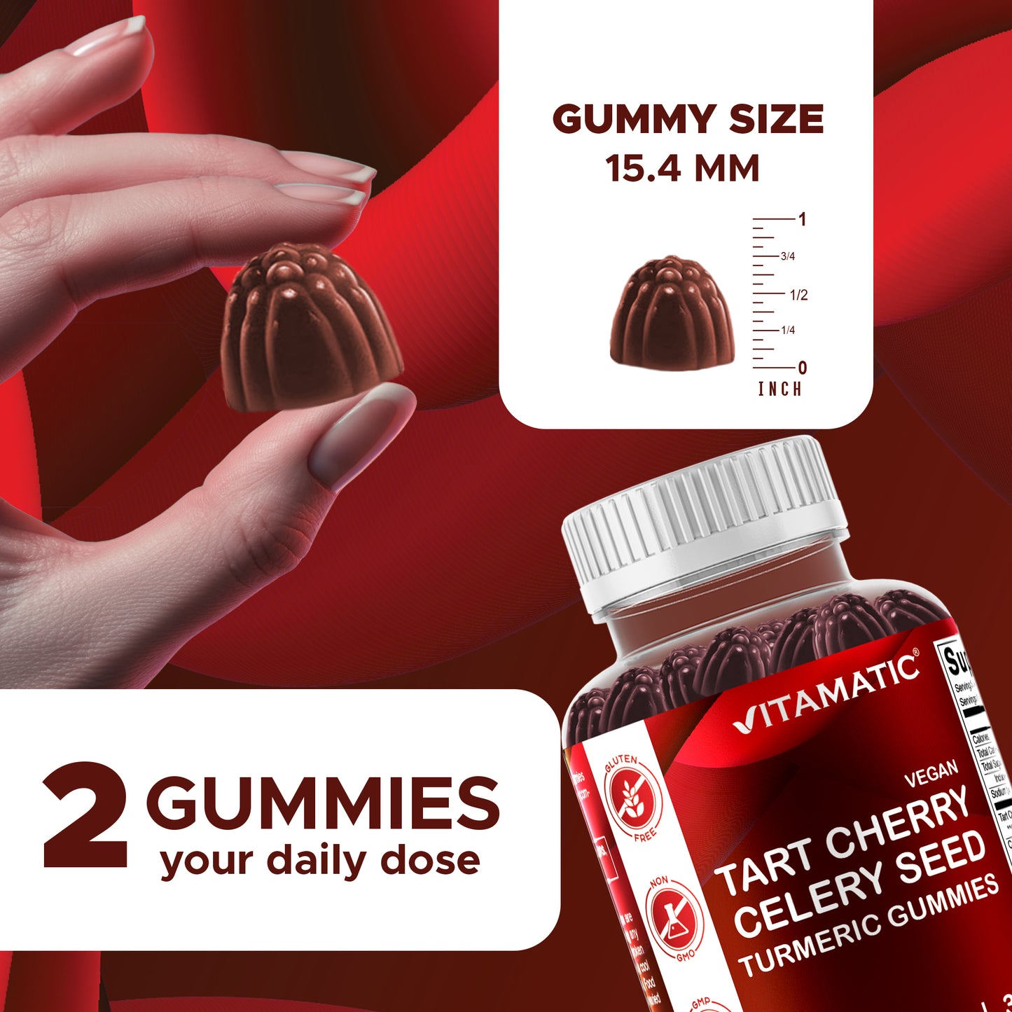 Tart Cherry with Celery Seed 4000 mg - 60 Vegan Gummies
