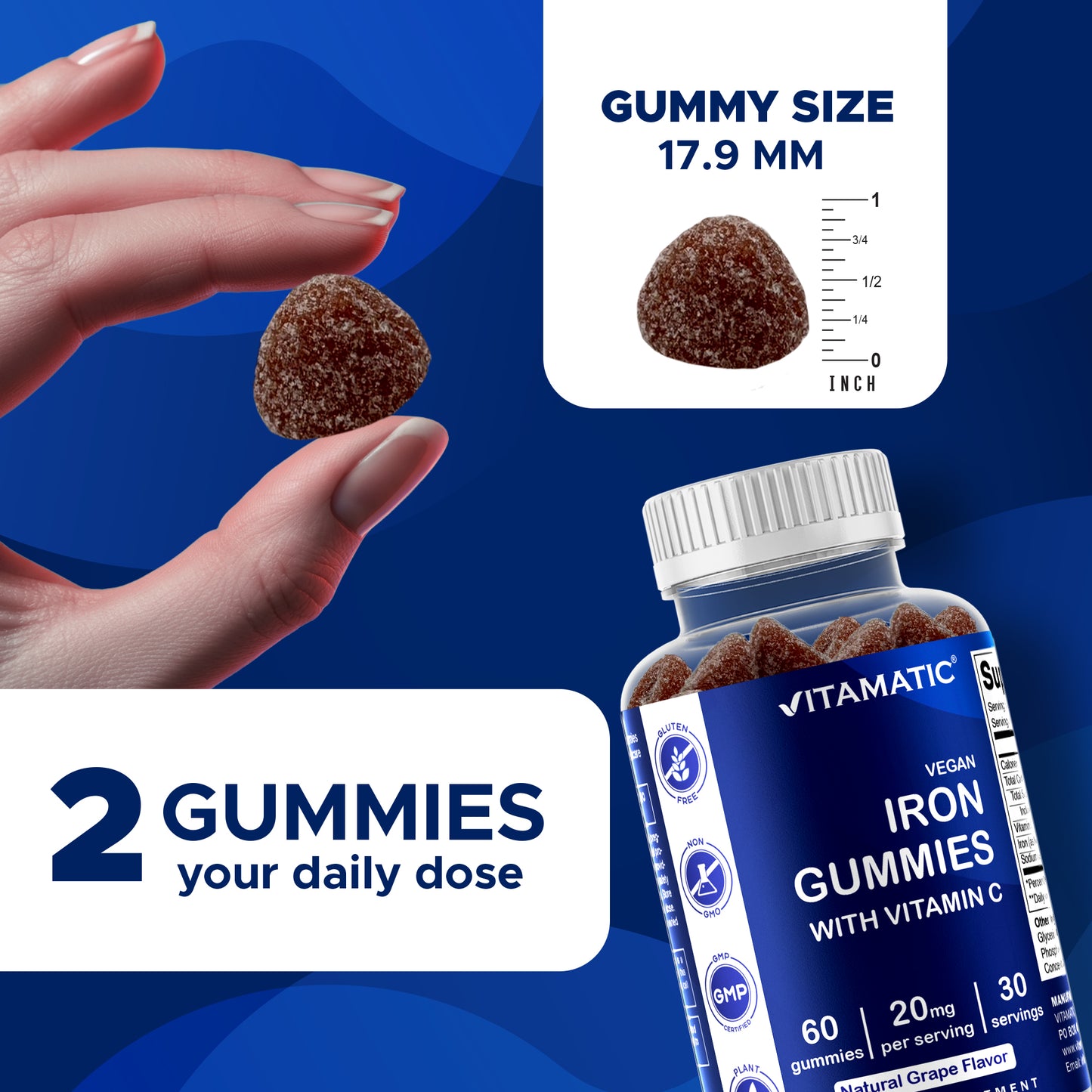 Iron 20mg with Vitamin C - 60 Vegan Gummies