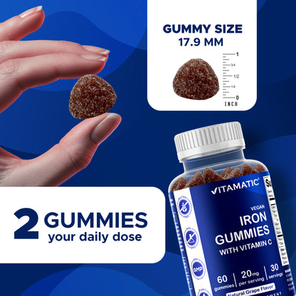 Iron 20mg with Vitamin C - 60 Vegan Gummies