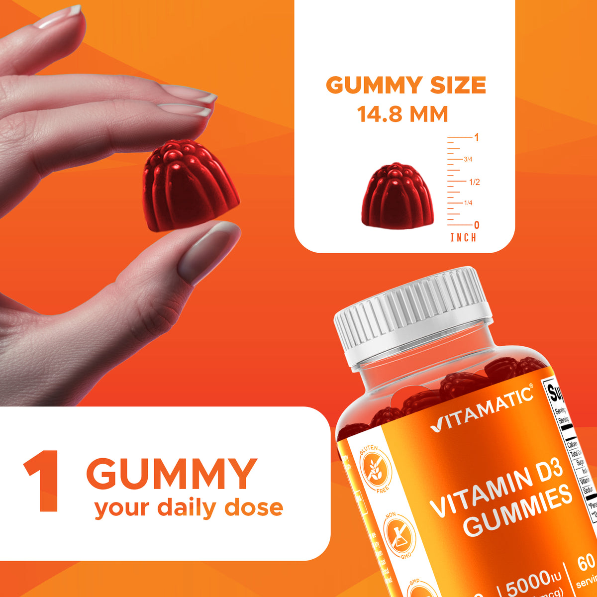 Vitamatic Vitamin D3 5000 IU Gummies, 60 Ct