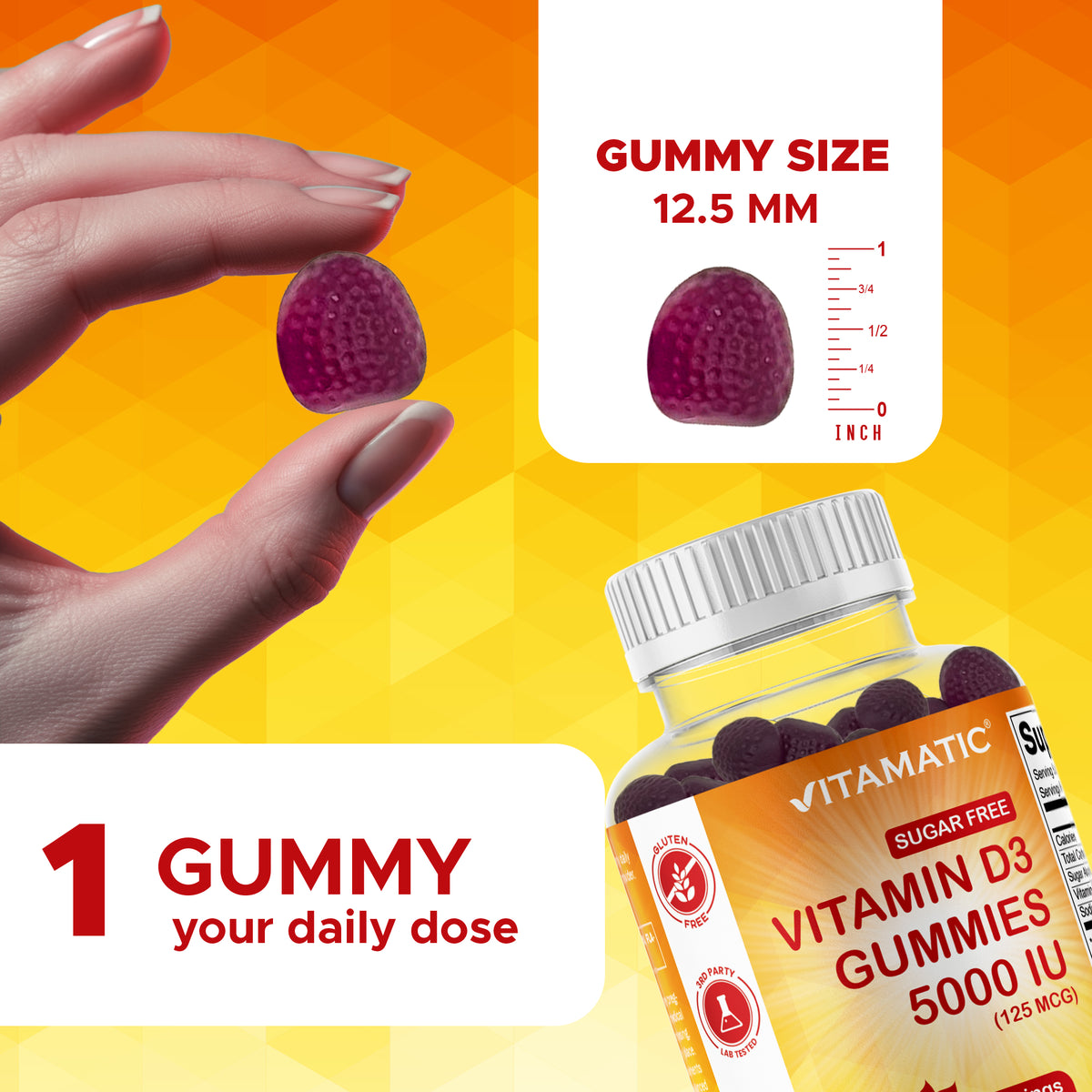 Sugar-Free Vitamin D3 5000 IU, 120 Gummies