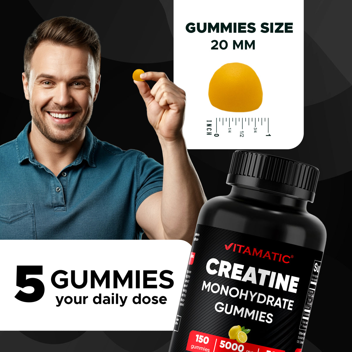 Creatine Gummies 5000mg per Serving, 150 Gummies