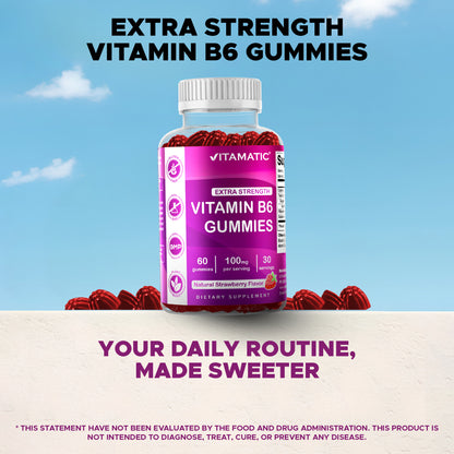 Vitamin B6 100mg - Strawberry Flavor - 60 Gummies