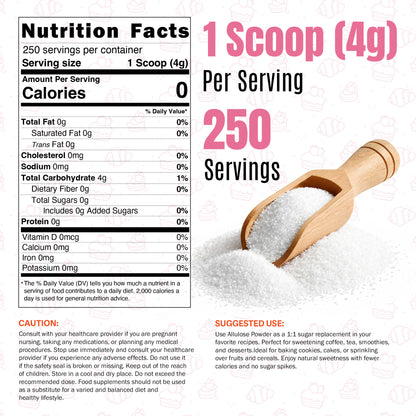 Allulose Powder 1 kg (2.2 lb) – Zero Calorie Sugar Substitute Sweetener – 1:1 Sugar Replacement