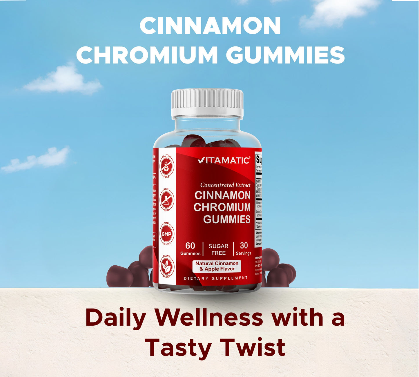 Sugar Free Cinnamon with Chormium 60 Gummies