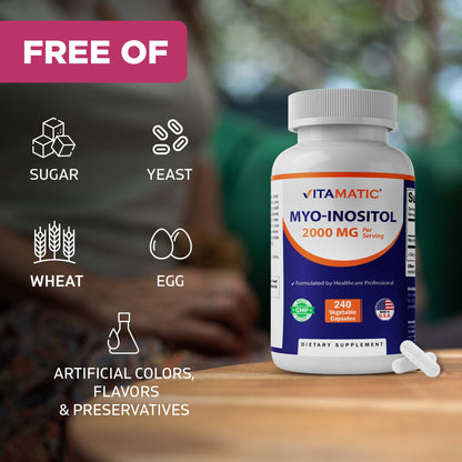 Myo-Inositol 2000 mg Per Serving – 240 Vegetable Capsules
