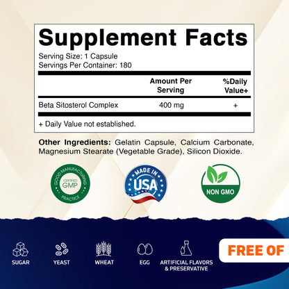 Beta Sitosterol 400mg - 180 Capsules