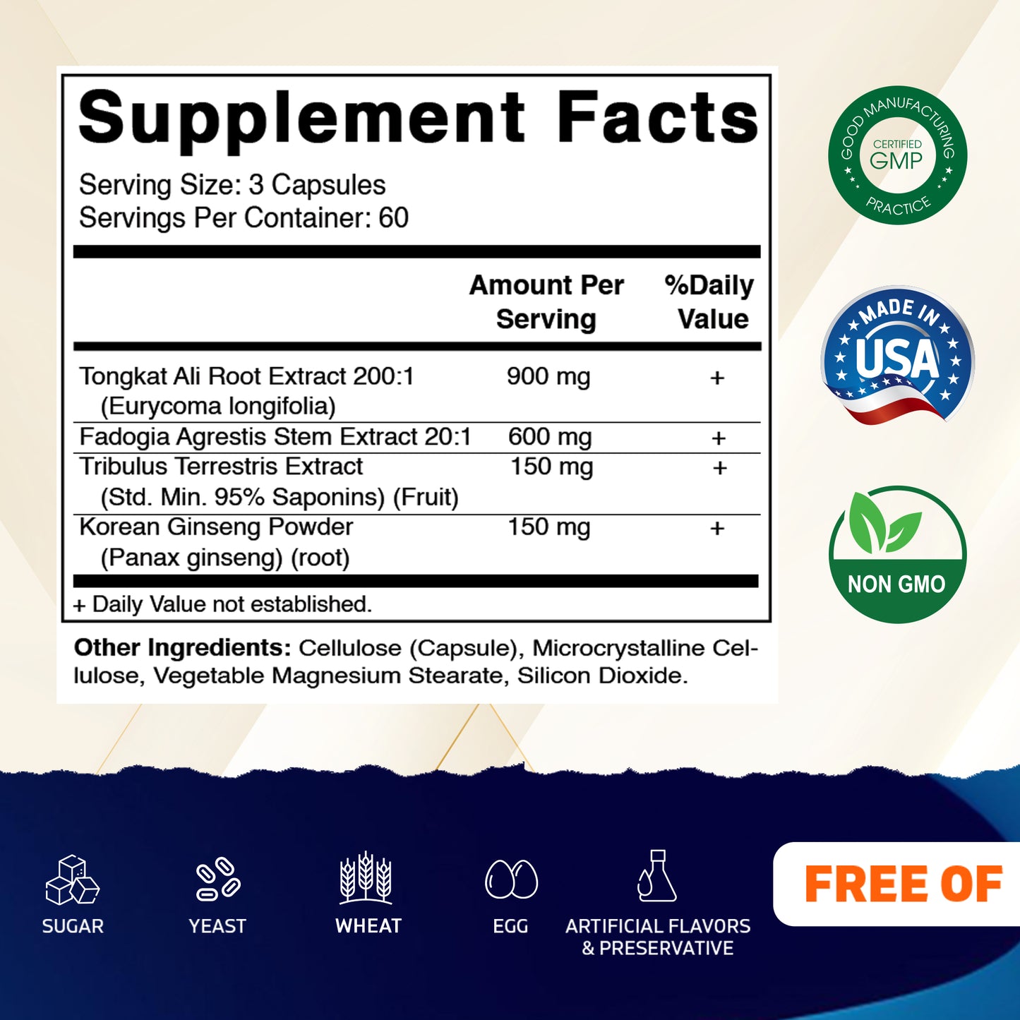Tongkat Ali Extract 200 :1 Extract for Men (Longjack) Eurycoma Longifolia  1800 mg - 180 Capsules