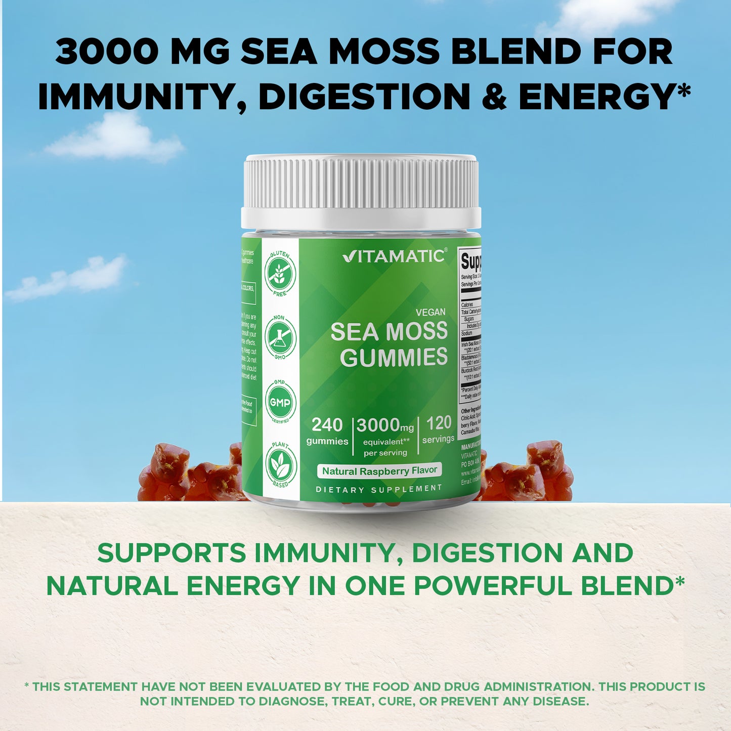 Irish Sea Moss Gummies - 3000 mg - 240 Vegan Gummies
