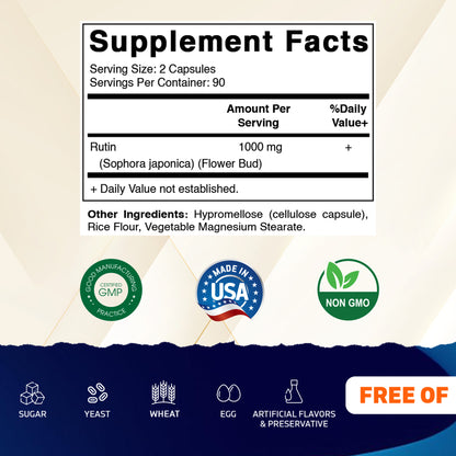Rutin 1000mg Supplement - 180 Capsules