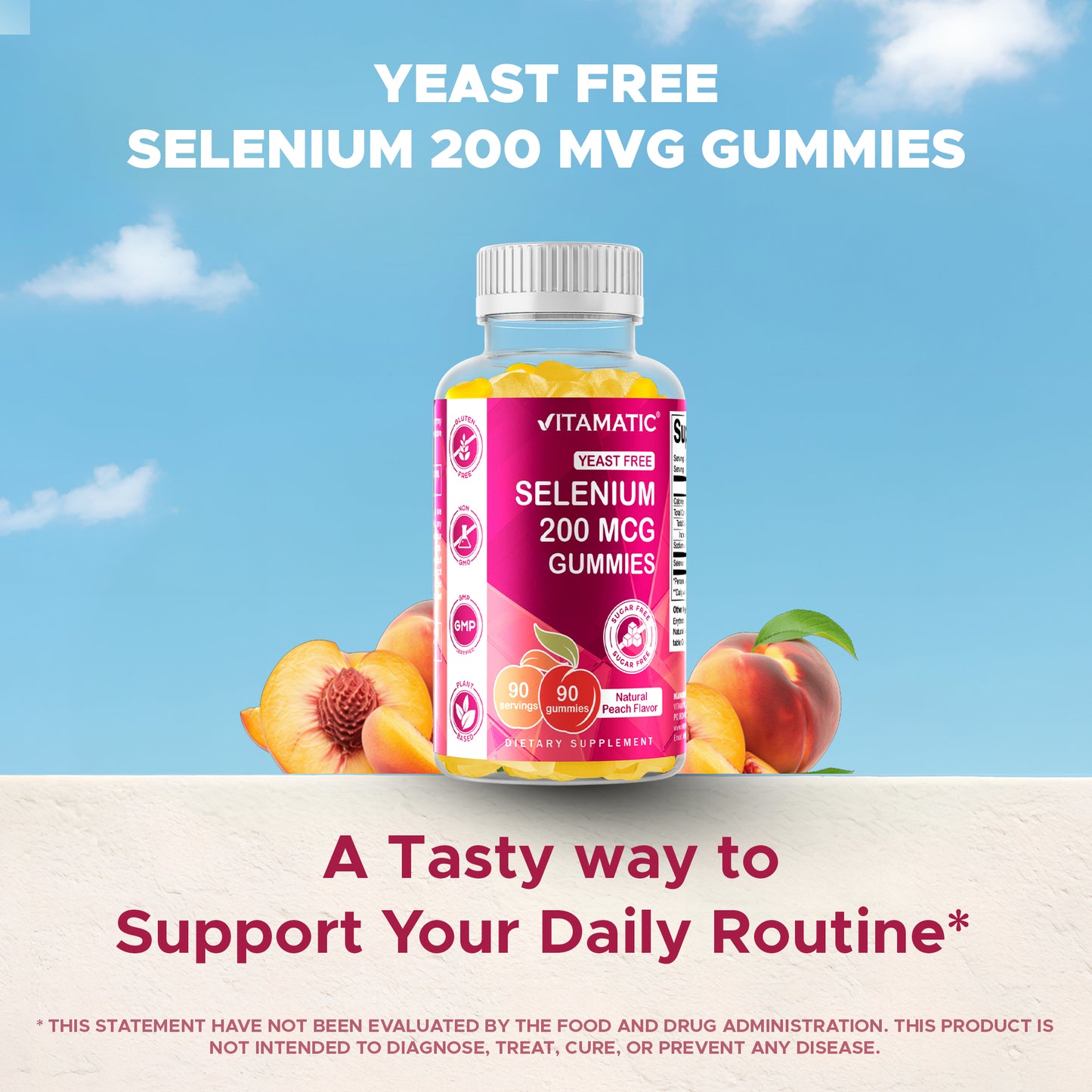 Sugar Free Yeast Free Selenium 200 mcg - 90 Gummies