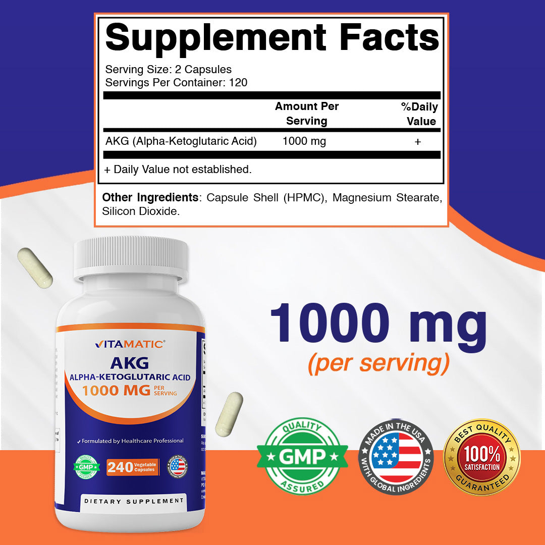 Alpha-Ketoglutaric Acid (AKG) Veg Capsules