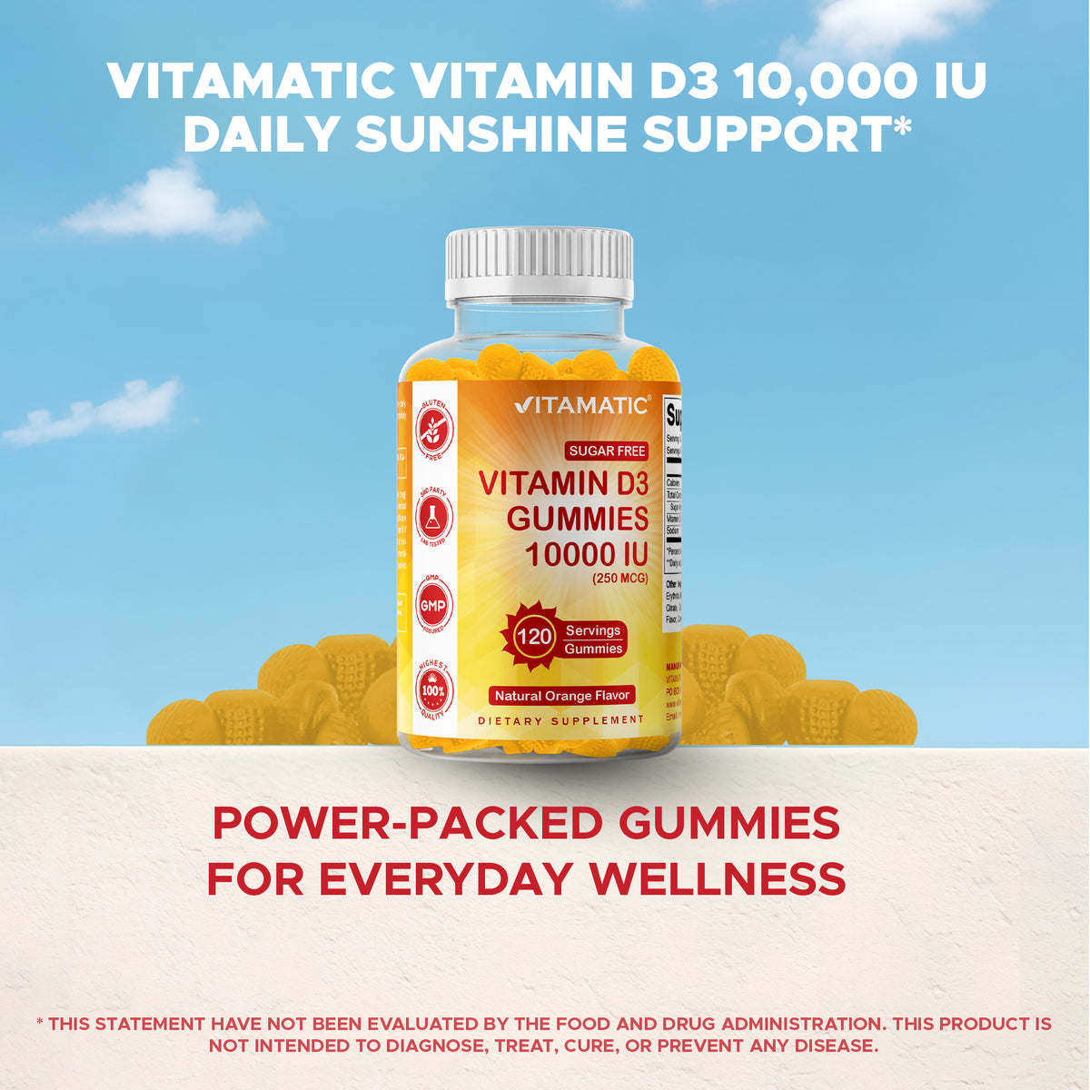 Sugar-Free Vitamin D3 10000 IU, 120 Gummies