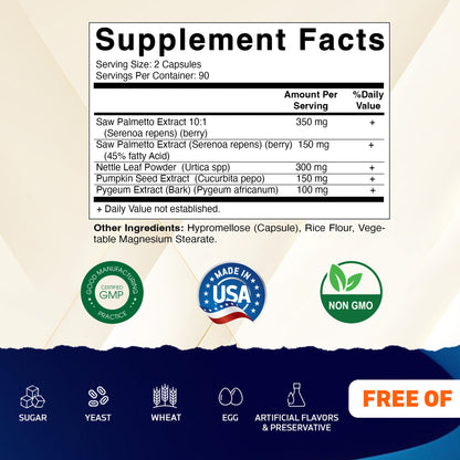 Saw Palmetto Extract for Men & Women 180 Veg Capsules