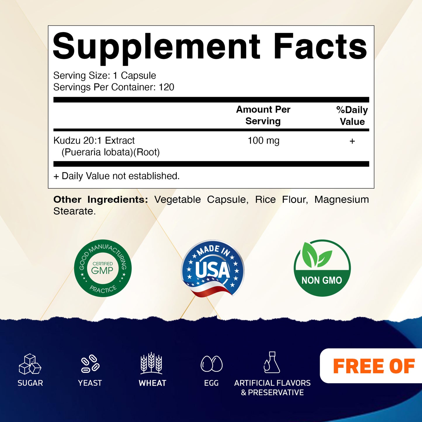 Kudzu Root 20:1 Extract Pills (Pueraria lobata Root) - 120 Veg Capsules