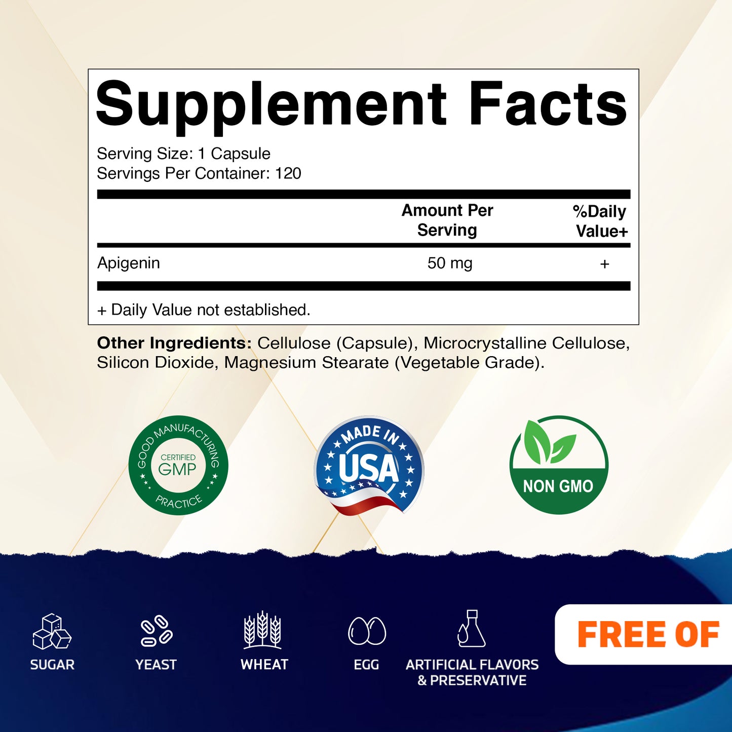 Apigenin 50mg 120 Vegetarian Capsules