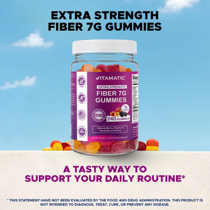Prebiotic Fiber Gummies for Adults-  240 Pectin Based Gummies, Digestive Health & Regularity Support
