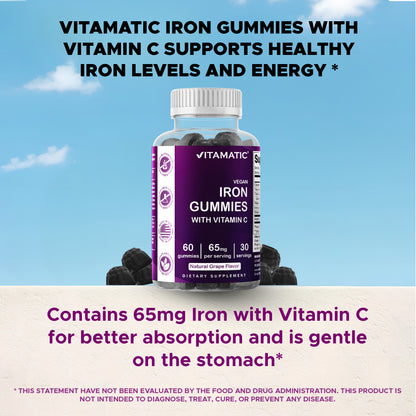 Iron 65mg with Vitamin C - 60 Gummies