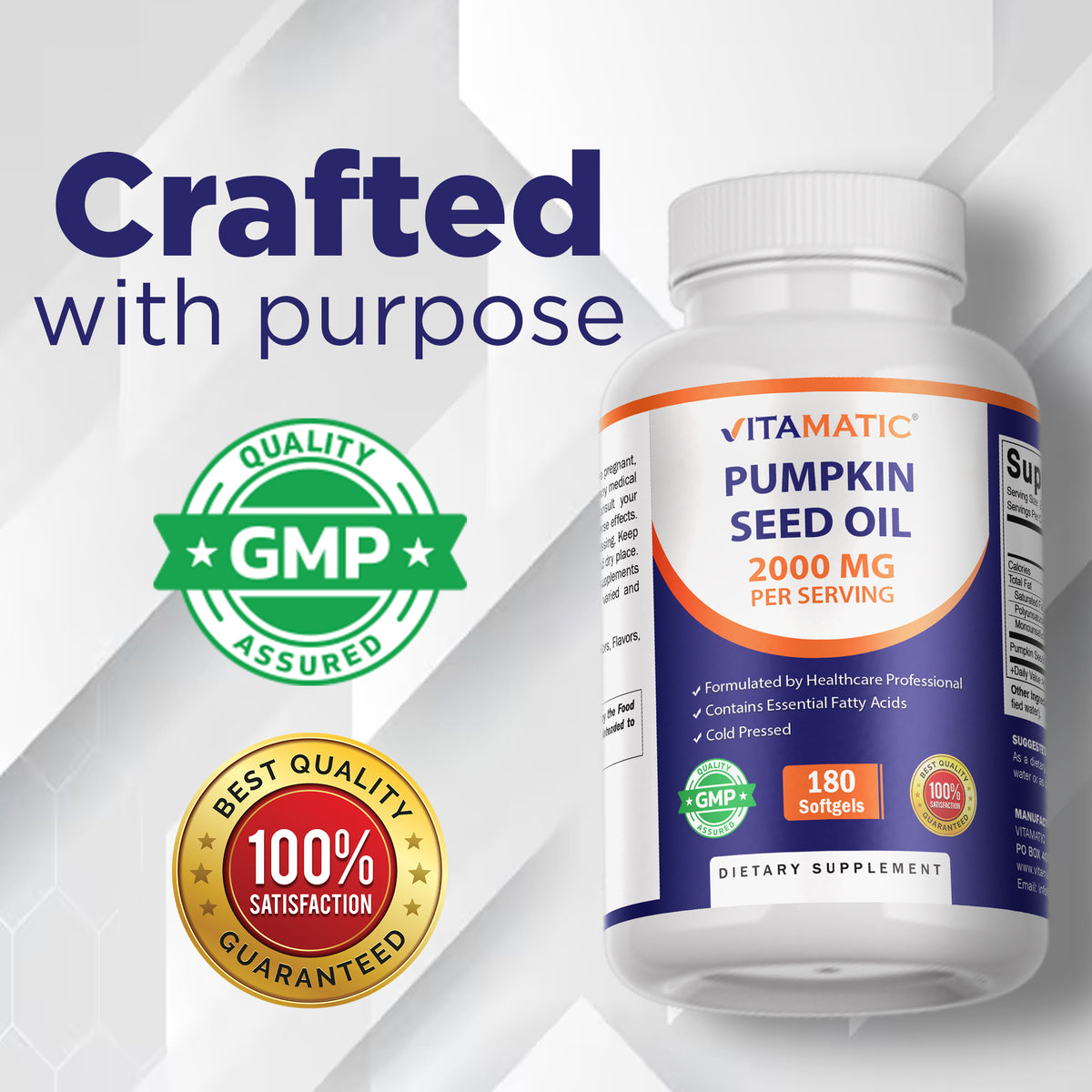 Pumpkin Seed Oil 2000mg per Serving Softgels