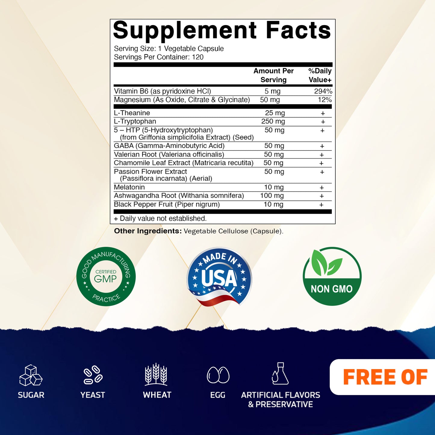 Advanced Sleep Aid with Melatonin - 120 Vegetable Capsules