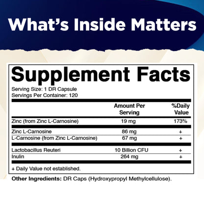 Zinc Carnosine + L. Reuteri 10B CFU Capsules