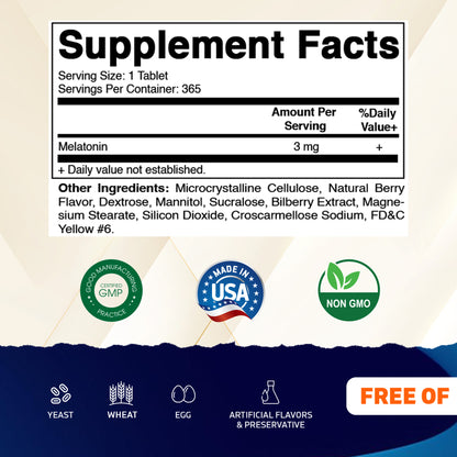 Melatonin 3mg - 365 Fast Dissolve Tablets