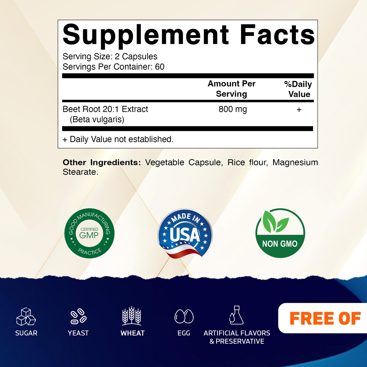 Beet Root 20:1 Extract Capsules 800 mg Per Serving (Beta vulgaris)- 120 Capsules