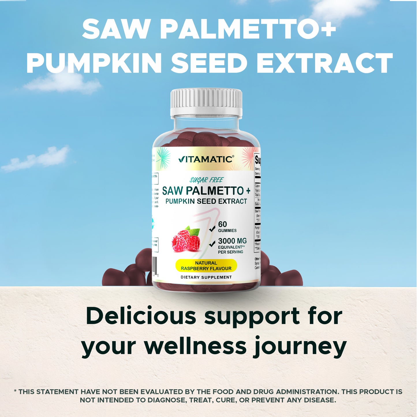 Sugar Free Saw Palmetto with Pumpkin Seed 3000 mg  - 60 Gummies