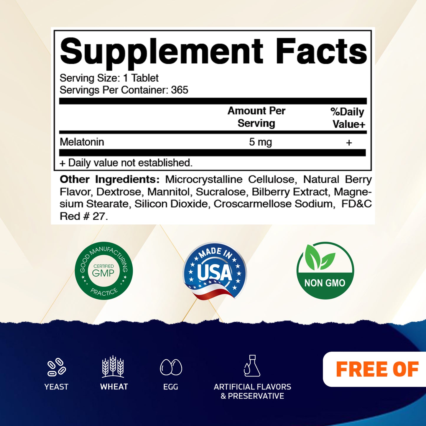 Melatonin 5 mg - 365 Fast Dissolve Tablets