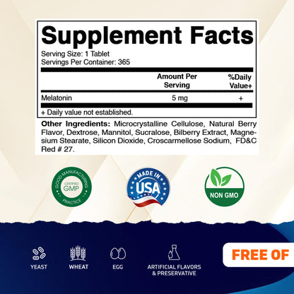 Melatonin 5 mg - 365 Fast Dissolve Tablets