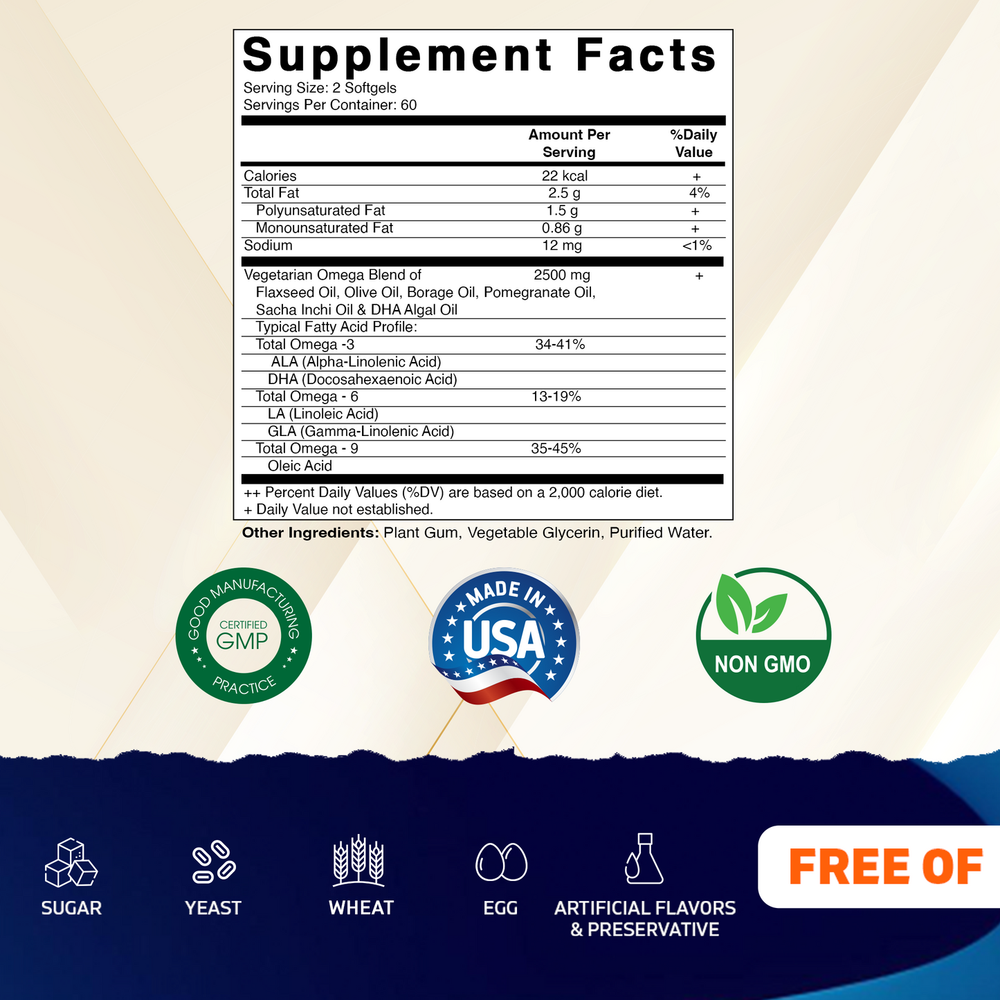 Vitamatic Vegan Omega 3-6-9 Complex 1250mg - 120 Softgels