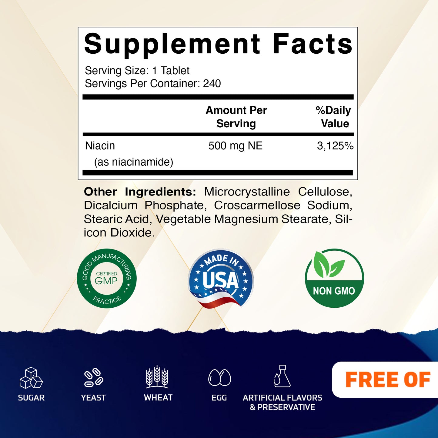 Niacinamide 500 mg - 240 Tablets