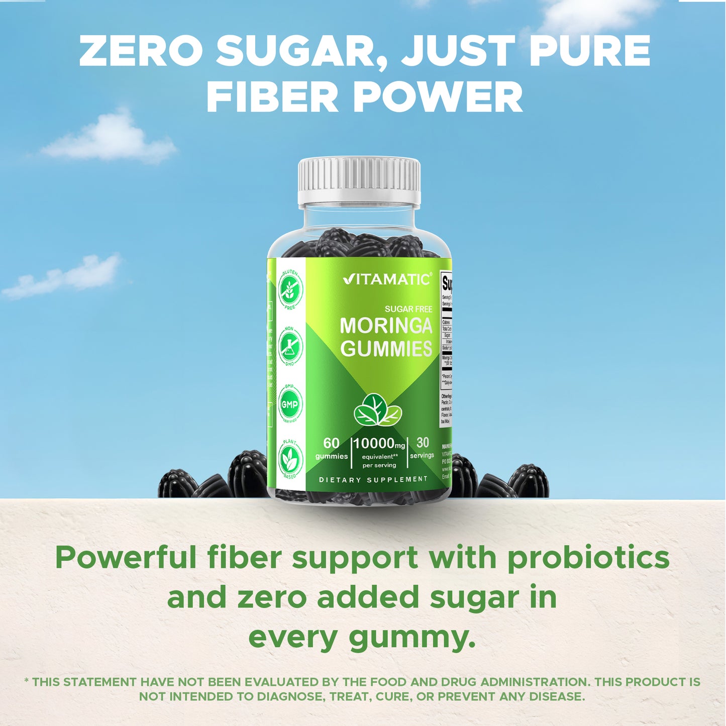 Moringa 100mg (50:1 Extract), Natural Mixed Fruit Flavor, 60 Gummies