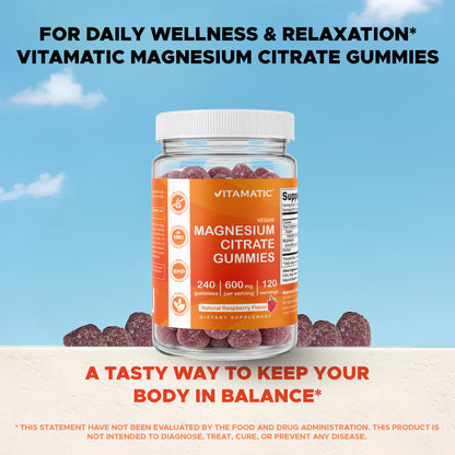 Magnesium Citrate Gummies 600mg Per Serving, 240ct