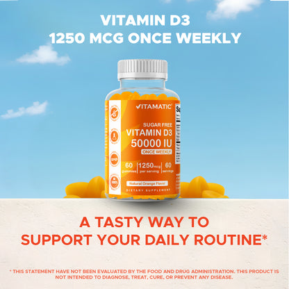 Sugar-Free Vitamin D3 50000 IU, 60 Gummies