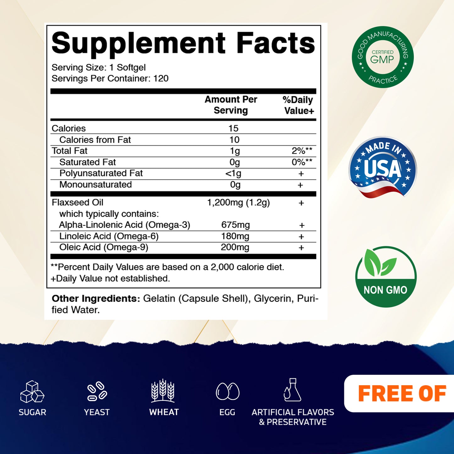 Flaxseed Oil 1200 mg 120 Softgels