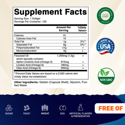 Flaxseed Oil 1200 mg 120 Softgels