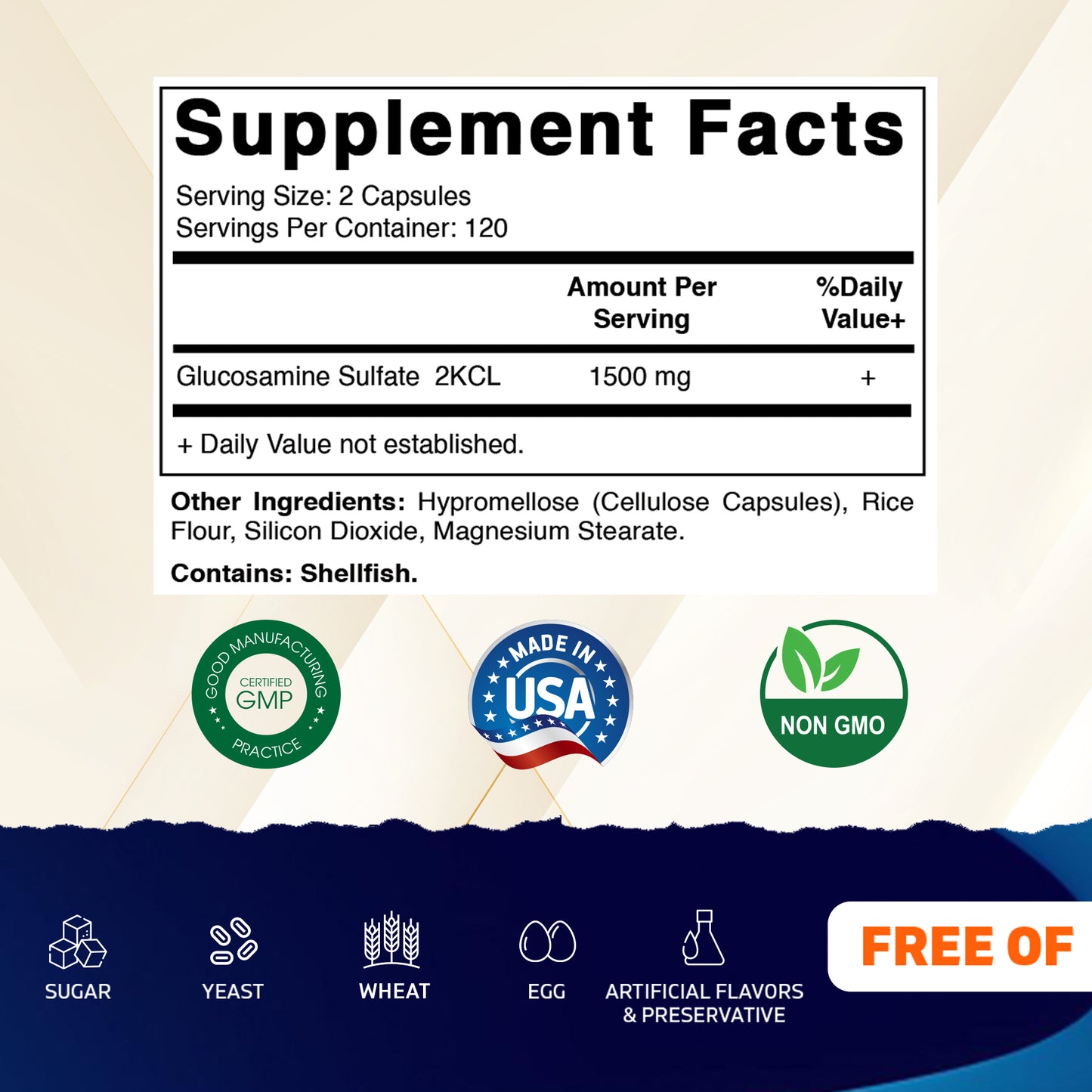 Glucosamine Sulfate Supplement, 1500mg, 240 Capsules