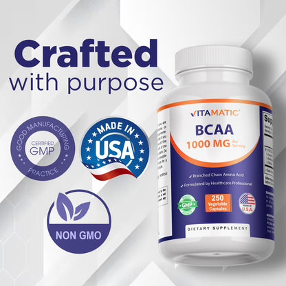 BCAA 1000 mg Per Serving (2:1:1) | 250 Veg Capsules