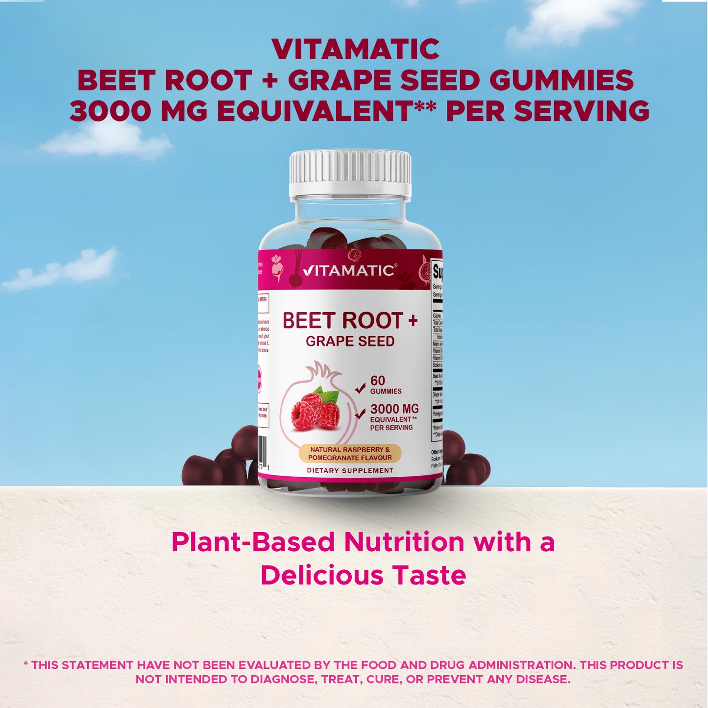 Beet Root 3000mg Equivalent Per Serving - 60 Gummies