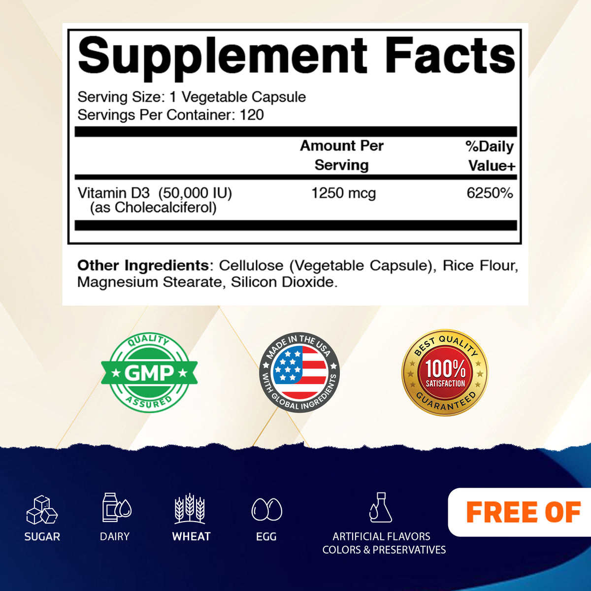 Vitamin D3 50,000 IU (1250 mcg) Capsules