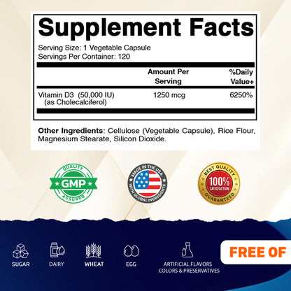 Vitamin D3 50,000 IU (1250 mcg) Capsules