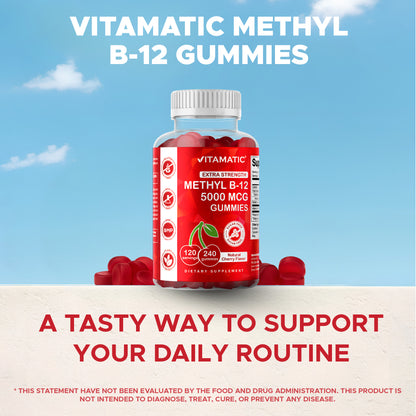 Extra Strength Vitamin B12 5000 mcg (Methyl B12) Gummies - 240 Count